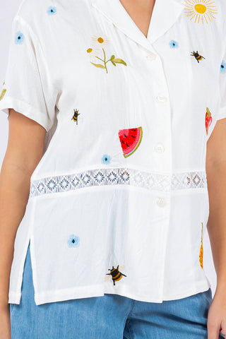 Paparazzi - Viscose Woven Embroidered Camp Shirt