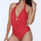 Bar Iii - Plunging Cowl-neck Halter Tankini Swim Top