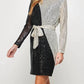 See And Be Seen - Sequin Color Blocked Long Sleeve Dress With Sash