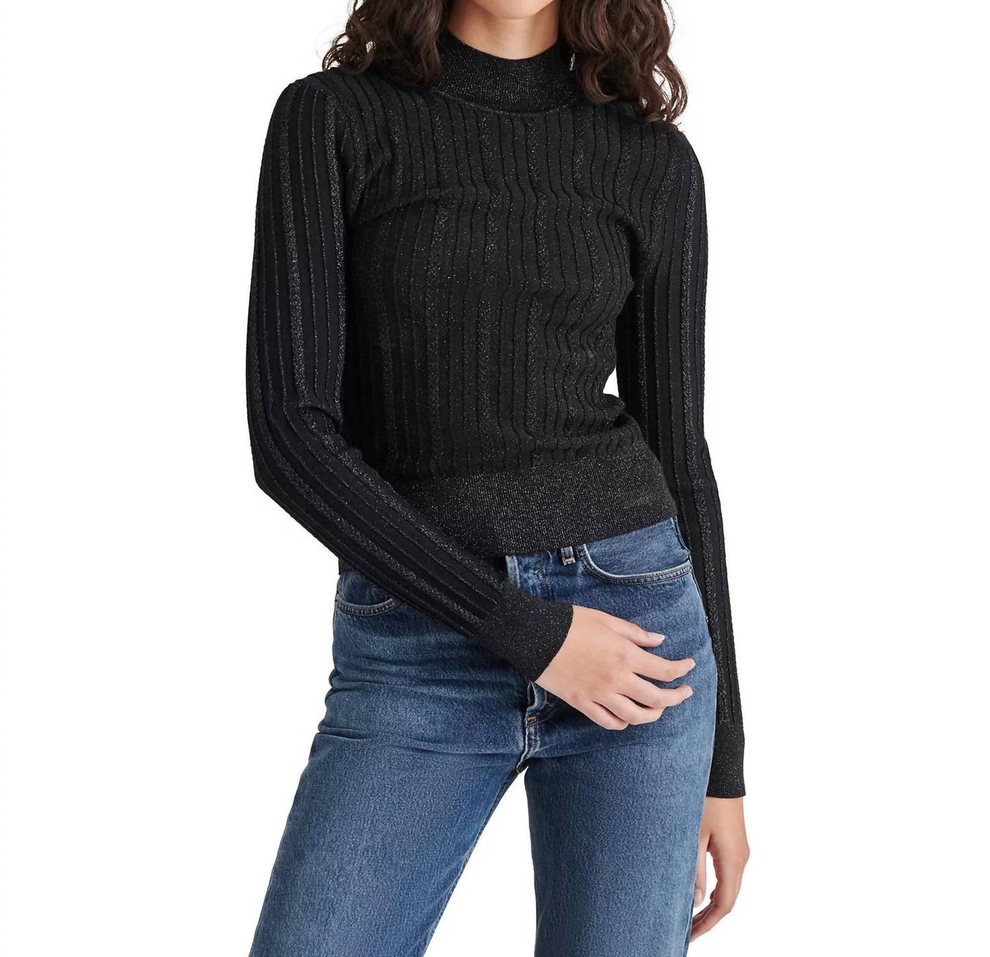 Steve Madden - Pamela Metallic Cable-knit Sweater