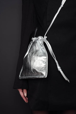 Lemiz - Women's Mini Bowie Drawstring Crossbody Leather Bag