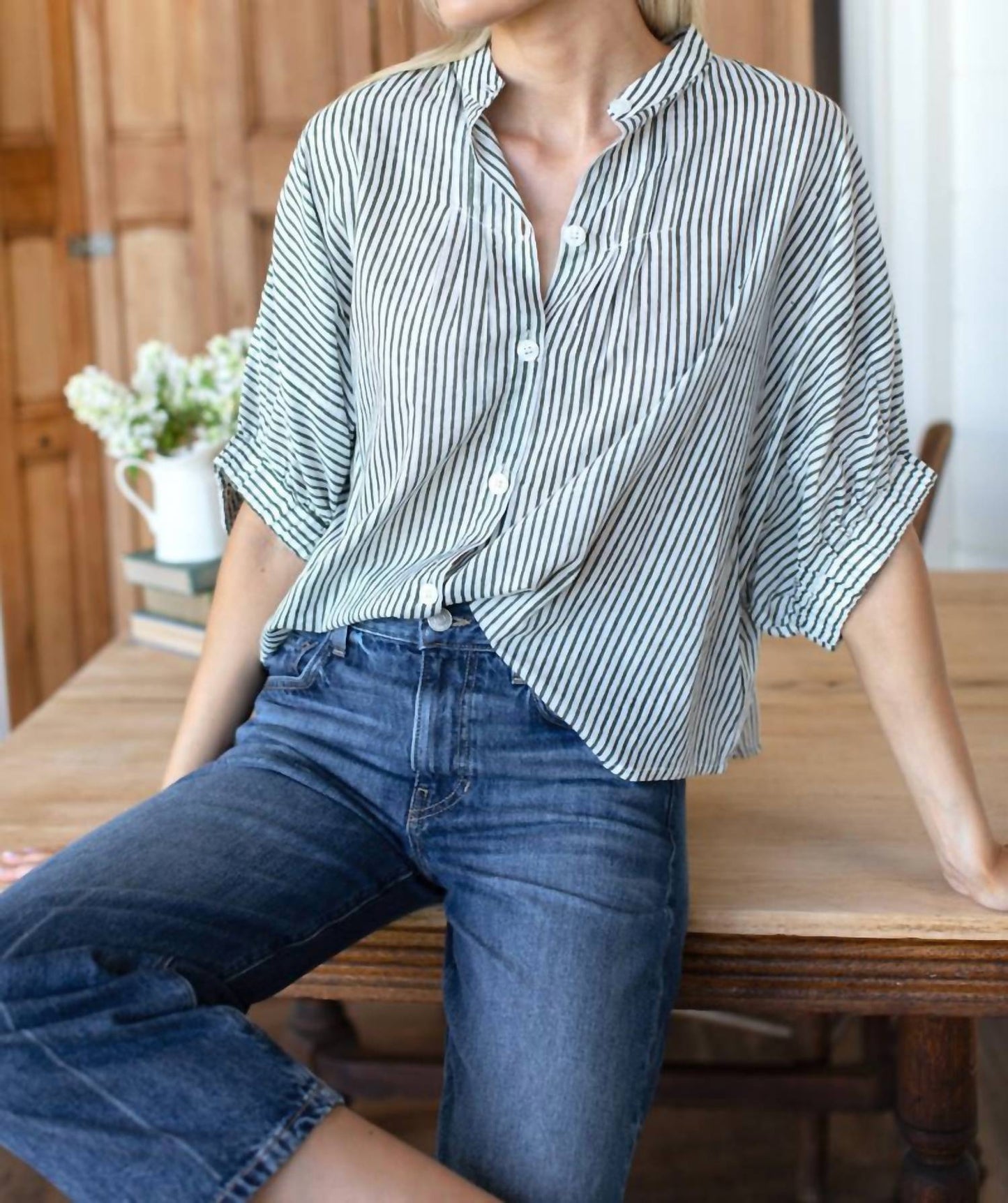 Emerson Fry - Mandarin Collar One Size Top