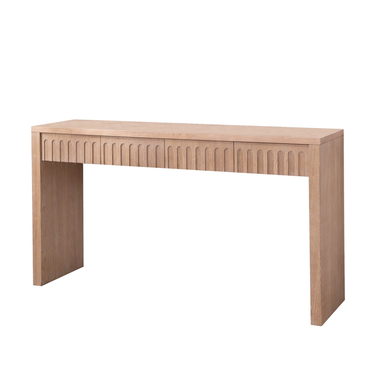 Modern Console Table with 4 Drawers – 59.2" Entryway Table in Natural Wood Finish
