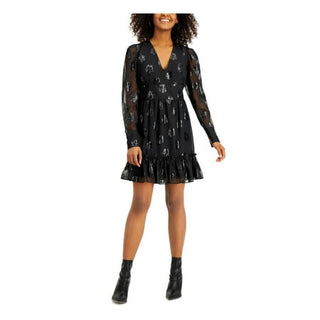 Women's Black Embellished Keyhole Back Fit & Flare Dress