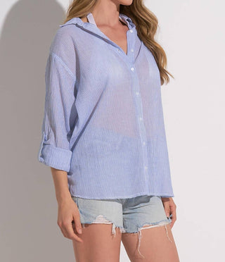 Elan - Resort Button-Down Heart Graphic Top