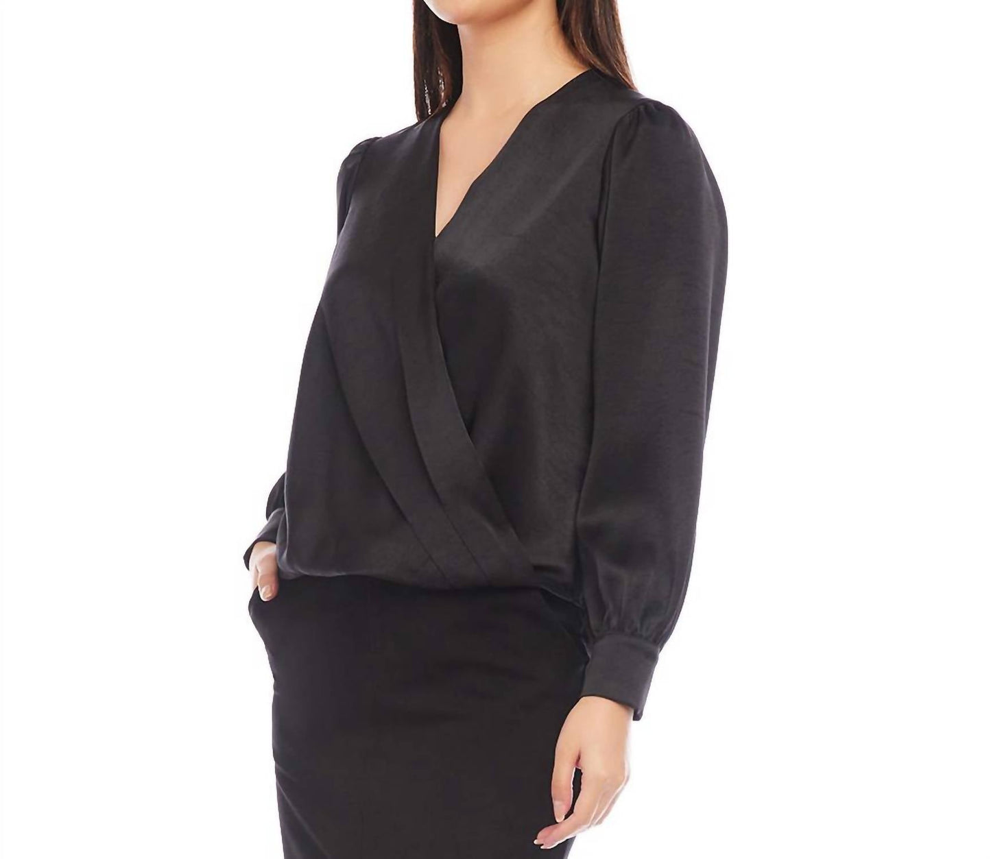 Karen Kane - Drape Front Satin Top