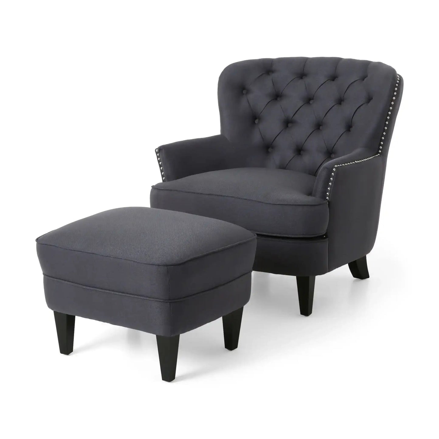Enchante Living Room Set With Tufted Back Club Chair And Ottoman