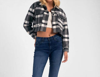 Elan - Bianca Cropped Plaid Shacket