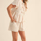 &Merci - Embroidered Floral Gingham Top And Shorts Set
