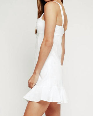 Olivaceous - Button-Up Flare Dress features a ruffled hem and sweetheart bust