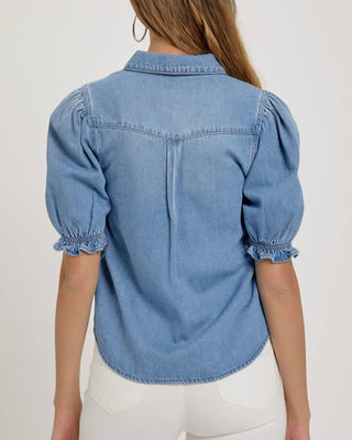 Risen - Puff Sleeve Denim Shirt