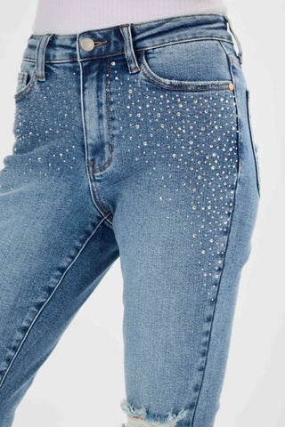 Judy Blue - High Waist Rhinestone Embellished Slim Denim Jeans