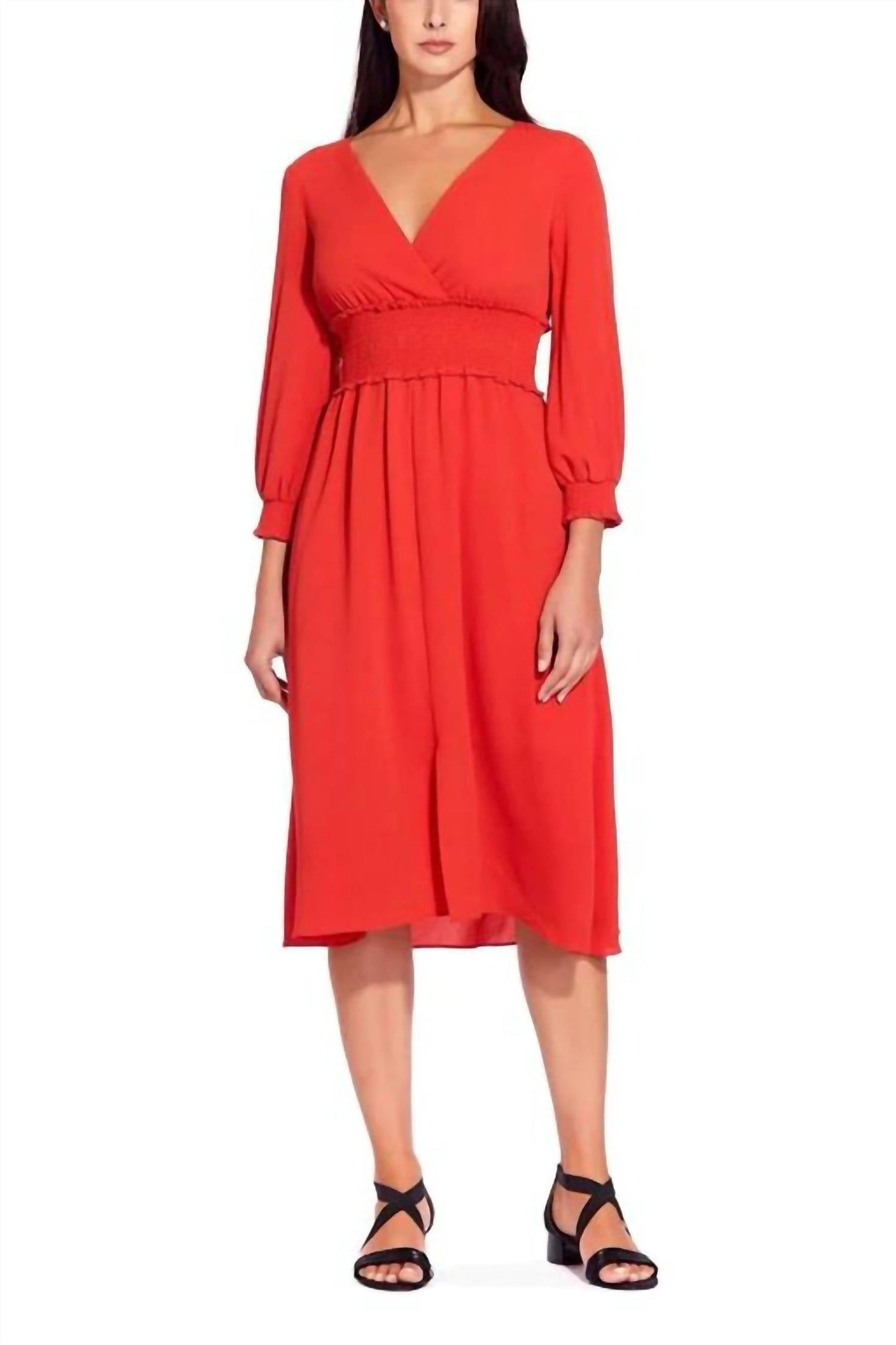 Adrianna Papell - V-neck Midi Dress