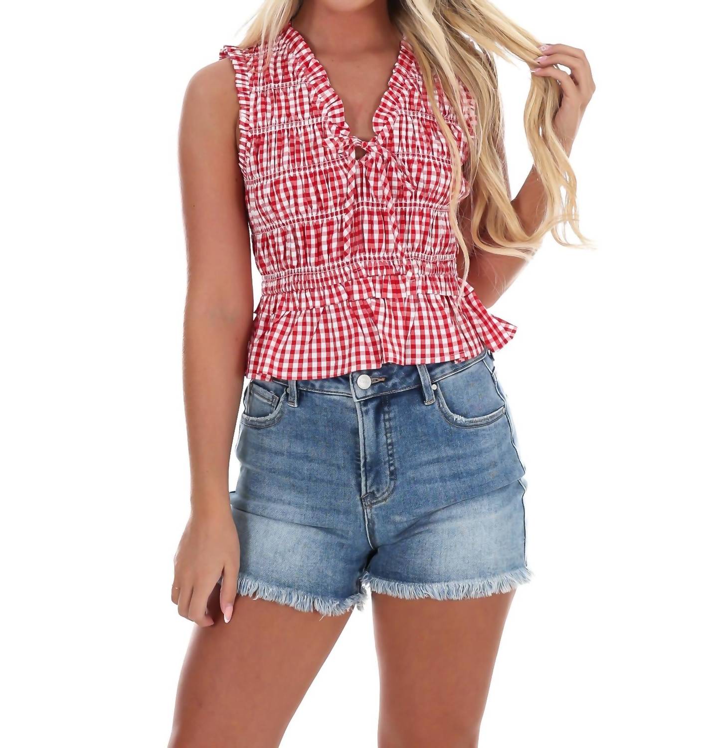 Day + Moon - Liberty Gingham Tie Top