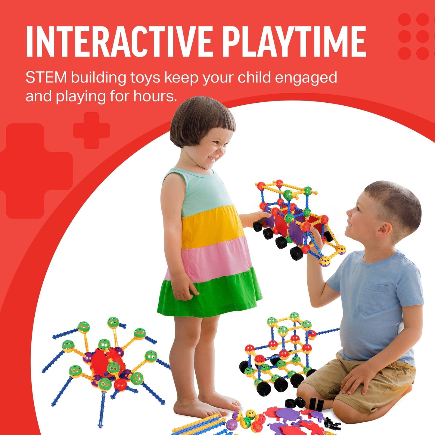 Educational Building Blocks Kit - 176 Pieces  (Ages 4-8)