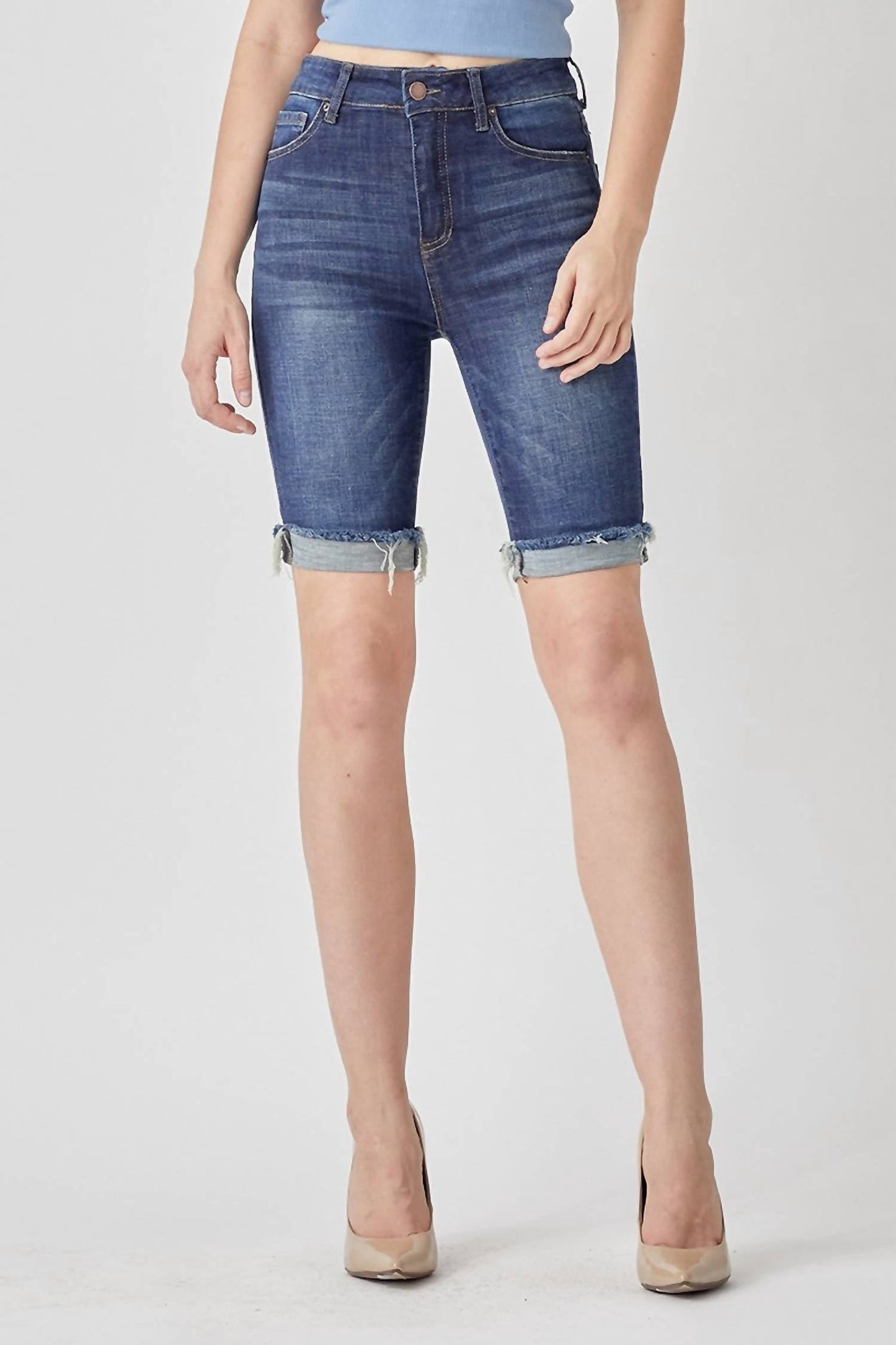Risen - Mid Rise Clean Cuffed Shorts