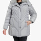 London Fog - Plus Size Zip-front Hooded Puffer Jacket With Button-off Fur Collar