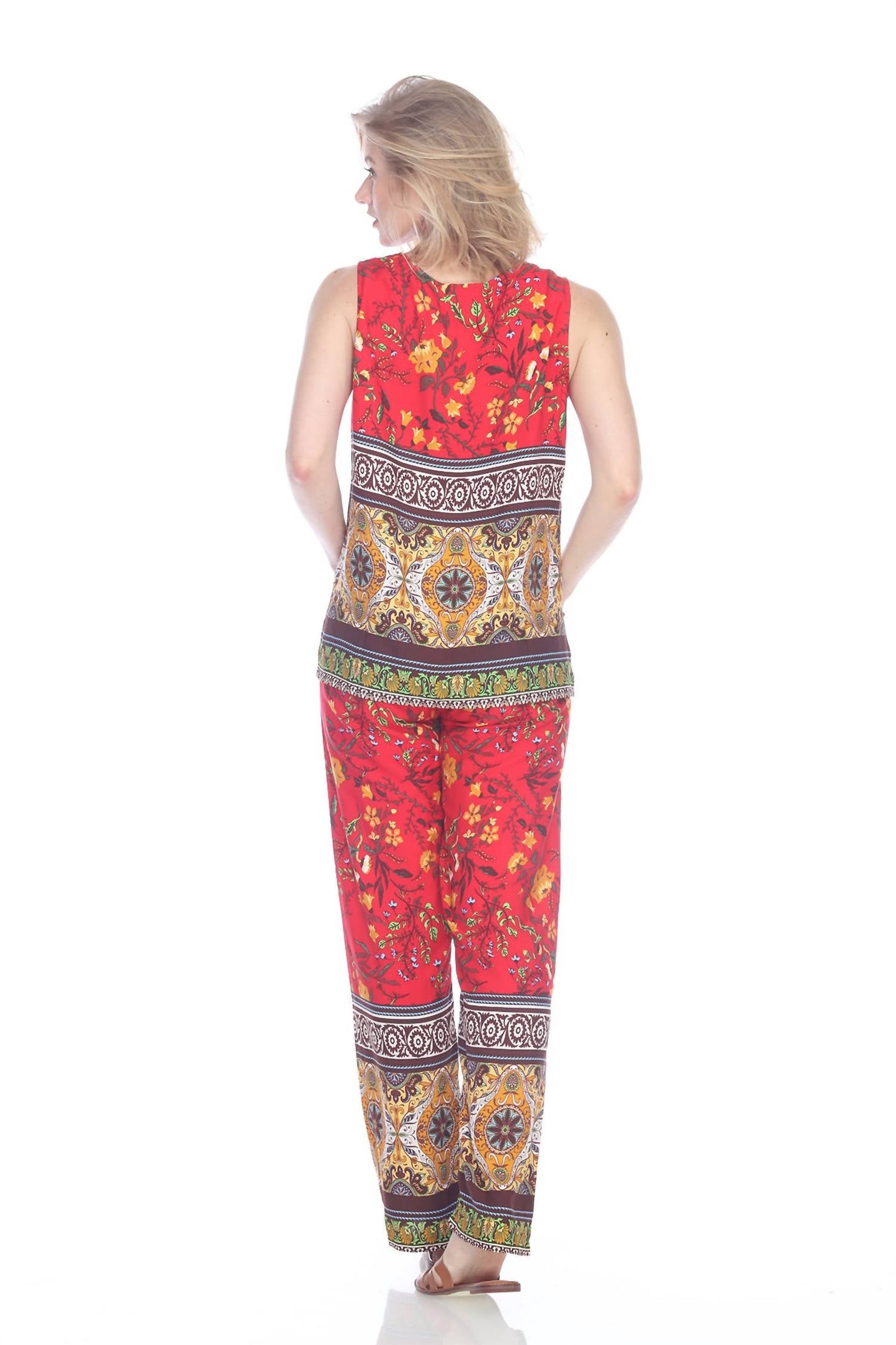 Paparazzi - Rayon Border Print Scoop Neck Tank