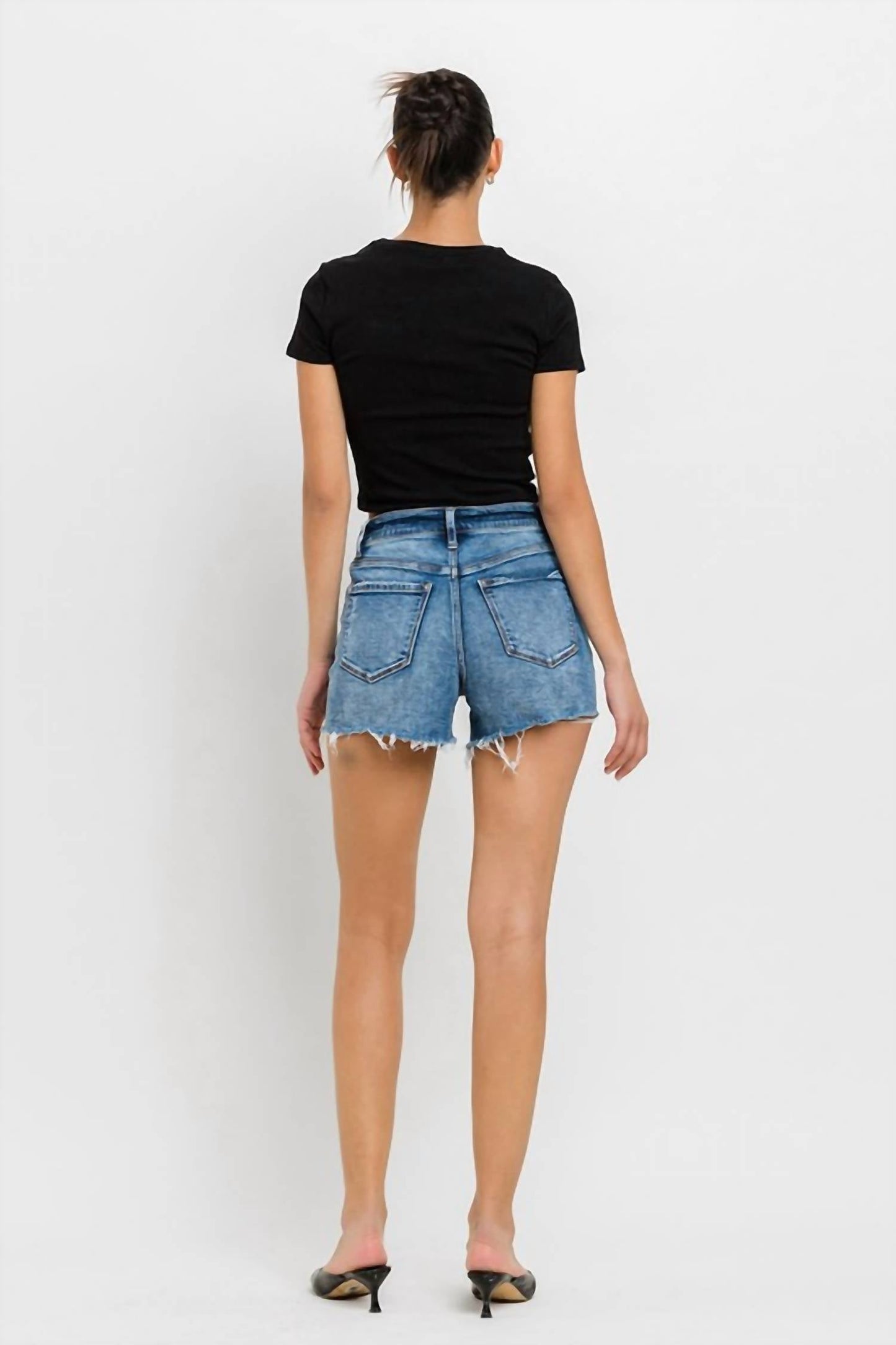 Vervet By Flying Monkey - High Rise Raw Hem Denim Shorts