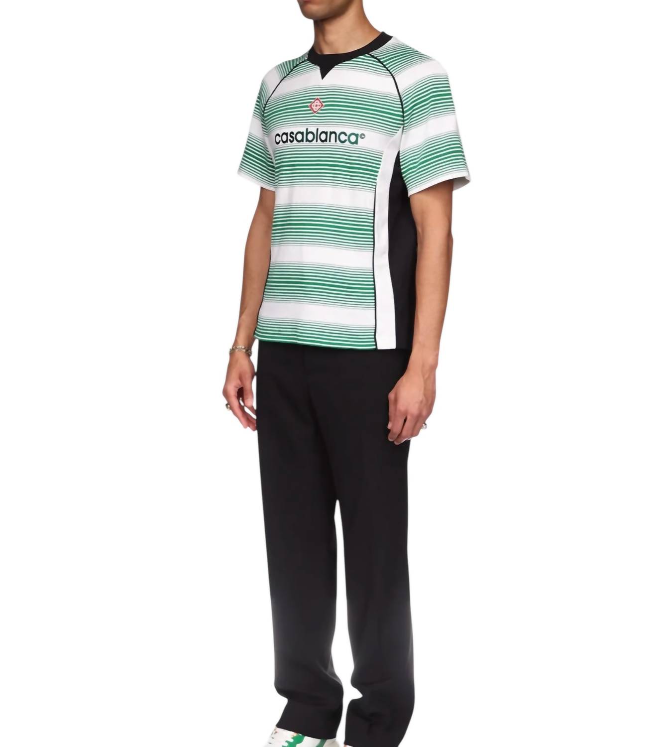 Casablanca - Yarn Dyed Logo Stripe Paneled T-shirt