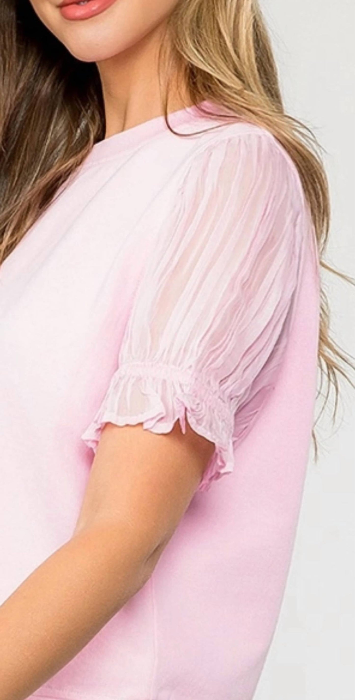 Thml - French Terry Top With Chiffon Sleeve