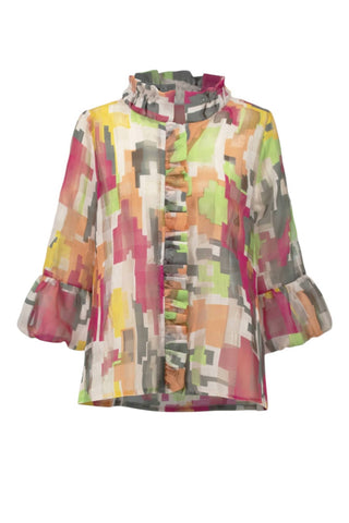 Joseph Ribkoff - Geo Print Ruffled Jacket