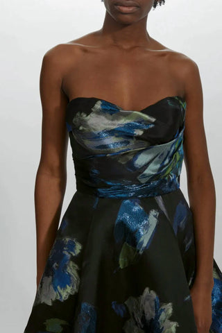 Amsale - Strapless Metallic Jacquard Ball Gown