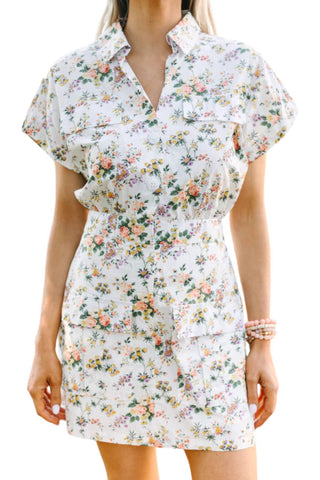 Entro - Floral Button Up Skort Romper