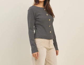 Able - Jewel Button Stripe Top