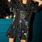 Queen Of Sparkles - Sequin Poof Sleeve Rainbow Paillette Dress
