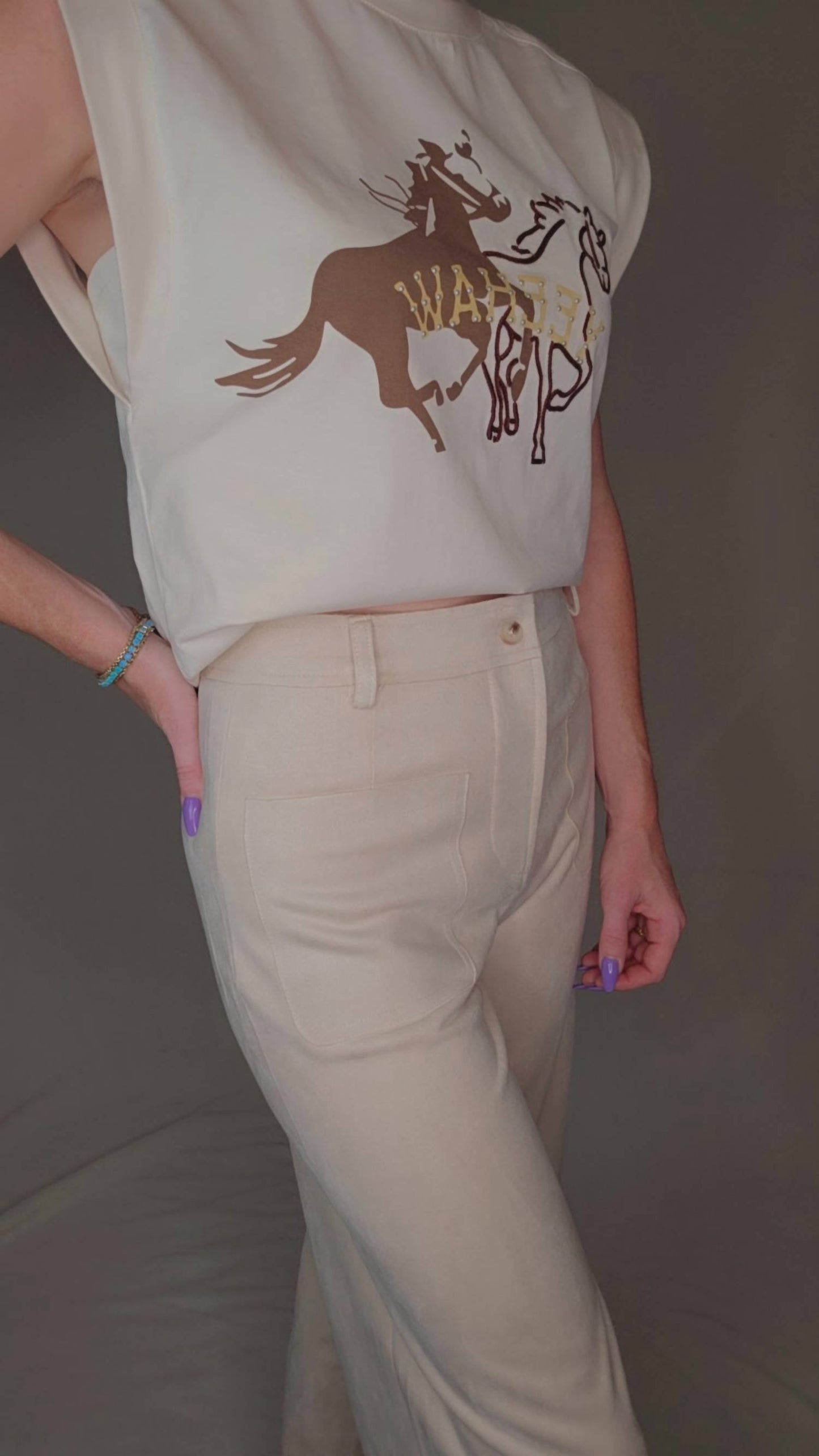 Allie Rose - Suede Laser Cut Wide Leg Pants