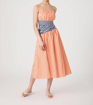 French Connection - Alexis Stripe Strapless Midi Dress