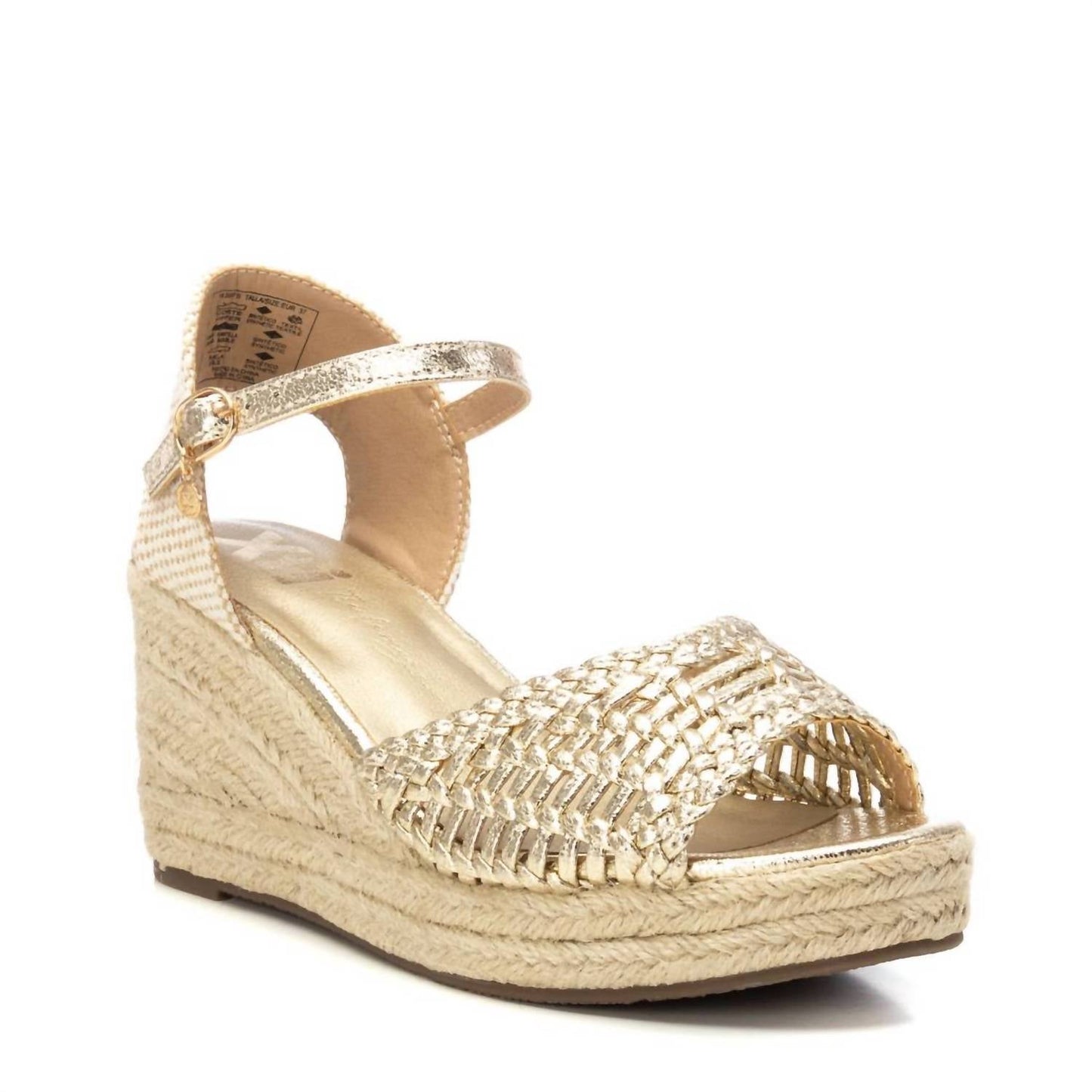 Xti - Women's Metallic Ankle Strap Wedge Sandals