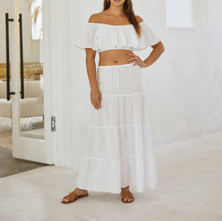 Blanco By Nature - Flowy Long Drawstring Skirt