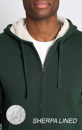 Jachs New York - Recycled Jacquard Sherpa Lined Full Zip Hoodie