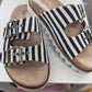 Corkys Footwear - Women's Dash Navy Stripe Sandal