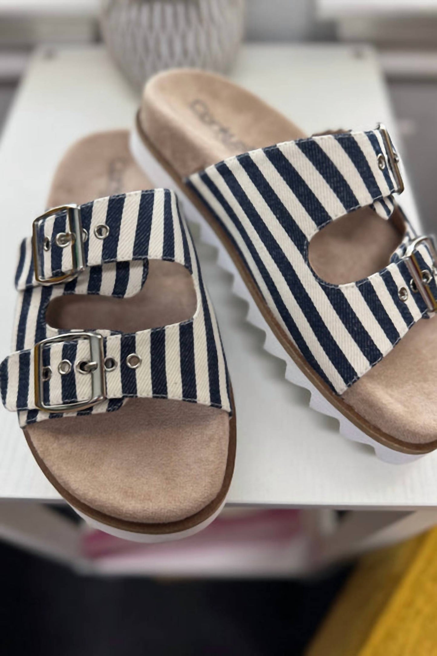 Corkys Footwear - Women's Dash Navy Stripe Sandal
