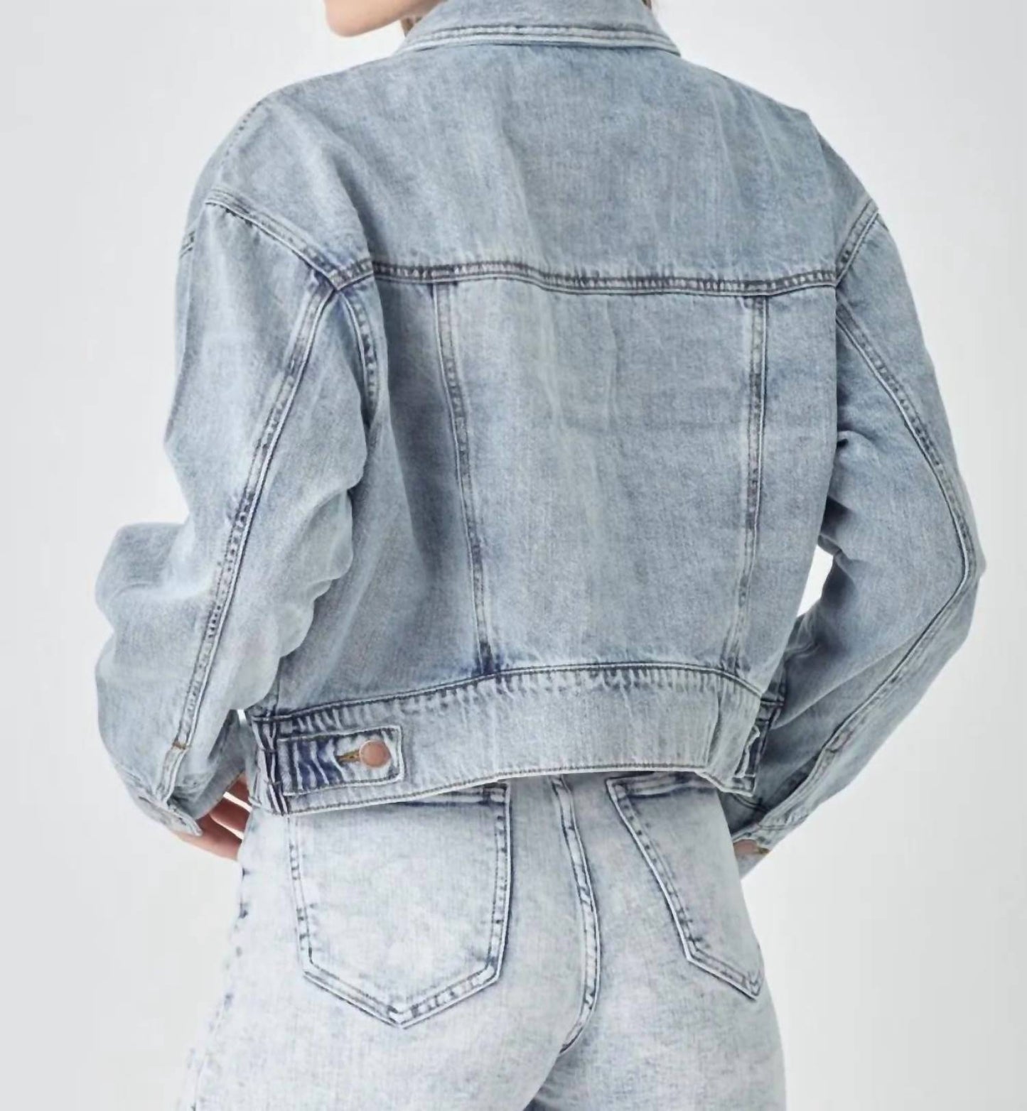 Risen - Full Size Button Down Cropped Denim Jacket