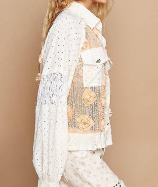 Pol - Flower Detail Button Down Top