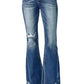 Risen - Women's Flare Distressed High Rise Slit Jeans