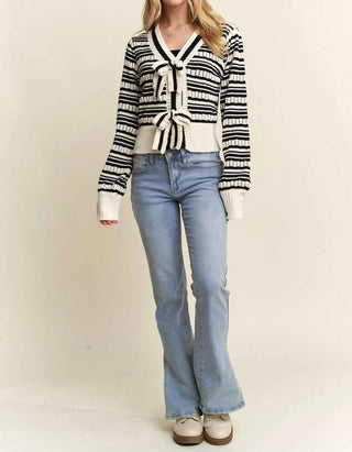 Trendsi - Adora Bow Tie Stripe Sweater Top