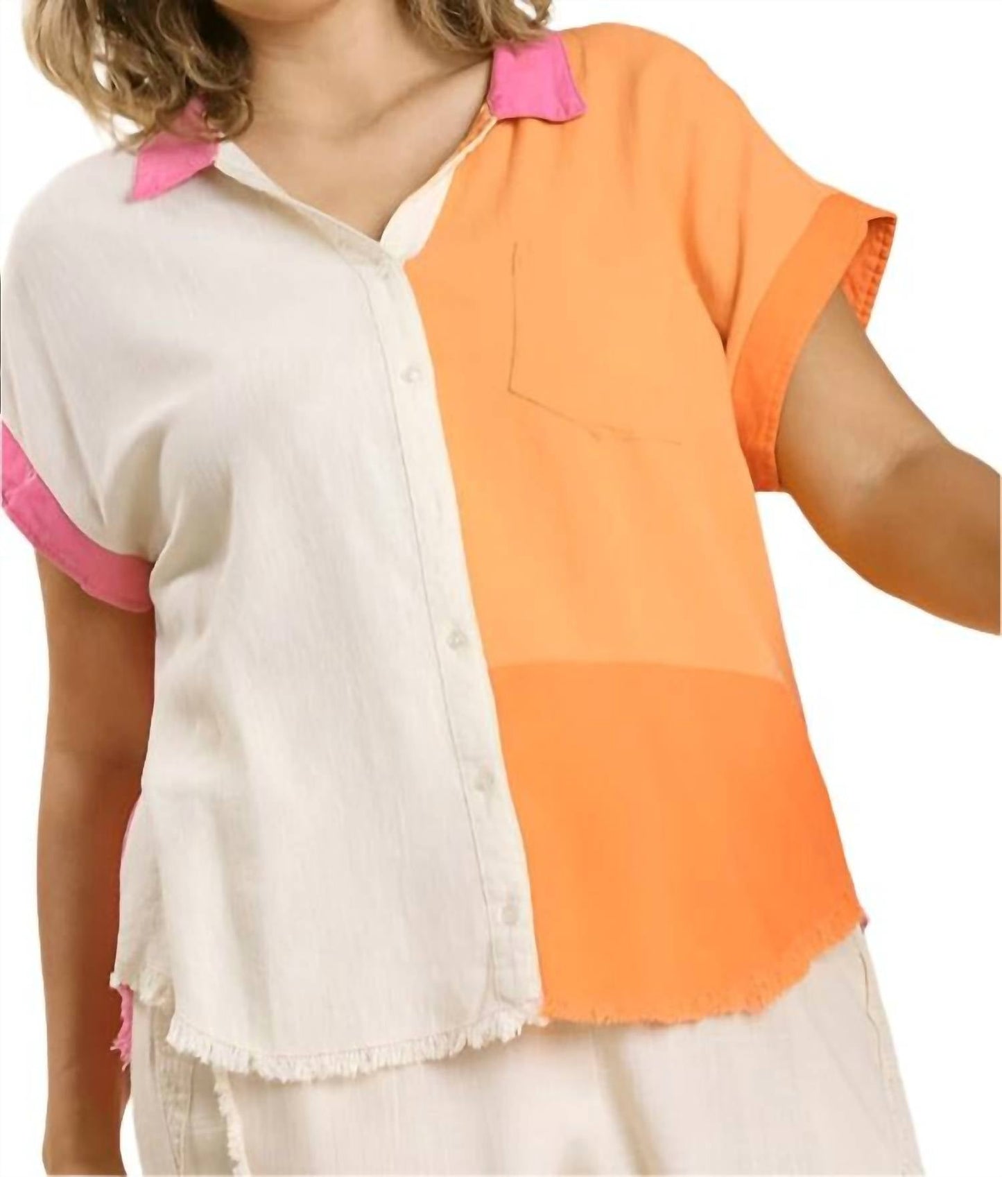 Umgee - Color Block Gauze Top