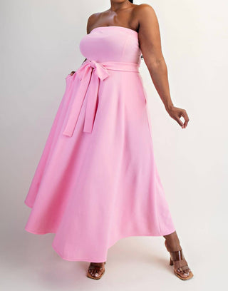 The Curve La - Plus Size Knit Tube Maxi Dress With Self Belt