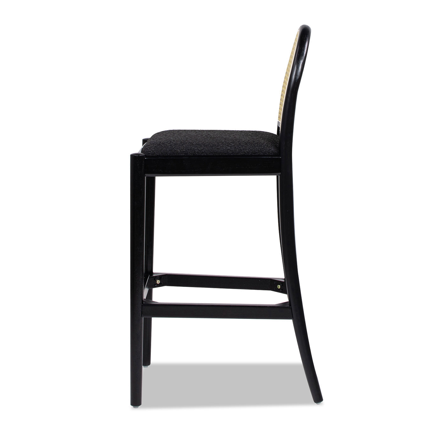 Arlin Upholstered Stool with Curved Back and Footrest - Set of 2