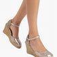 Penelope Chilvers - Women's High Mary Jane Metallic Leather Espadrilles