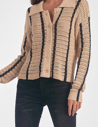 Elan - Collared Stripe Cardigan