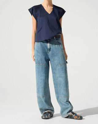 Cotelac - V-neck Cotton-blend Blouse