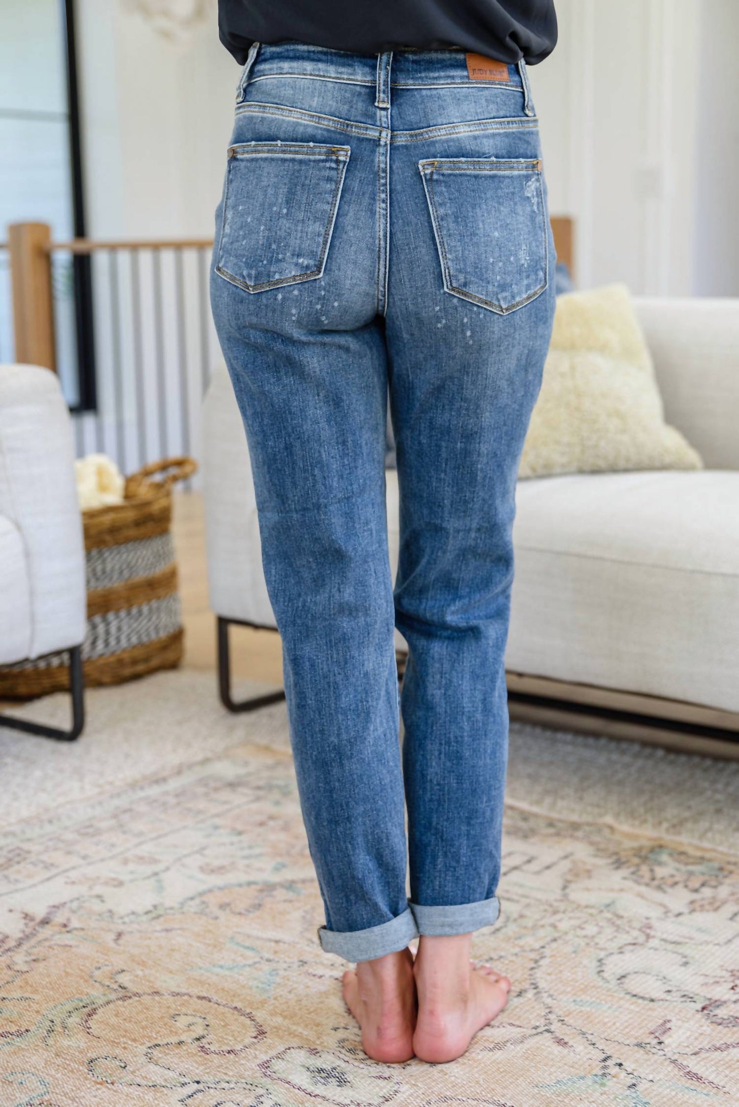 Judy Blue - Hi Rise Bleach Splash Boyfriend Jeans