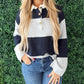 Aaron & Amber - Striped Polo Neck Sweater