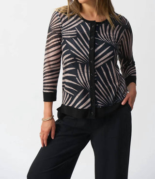 Joseph Ribkoff - Tropical Print Cami & Cover-up Quarter Sleeves Two-piece Set Jacket